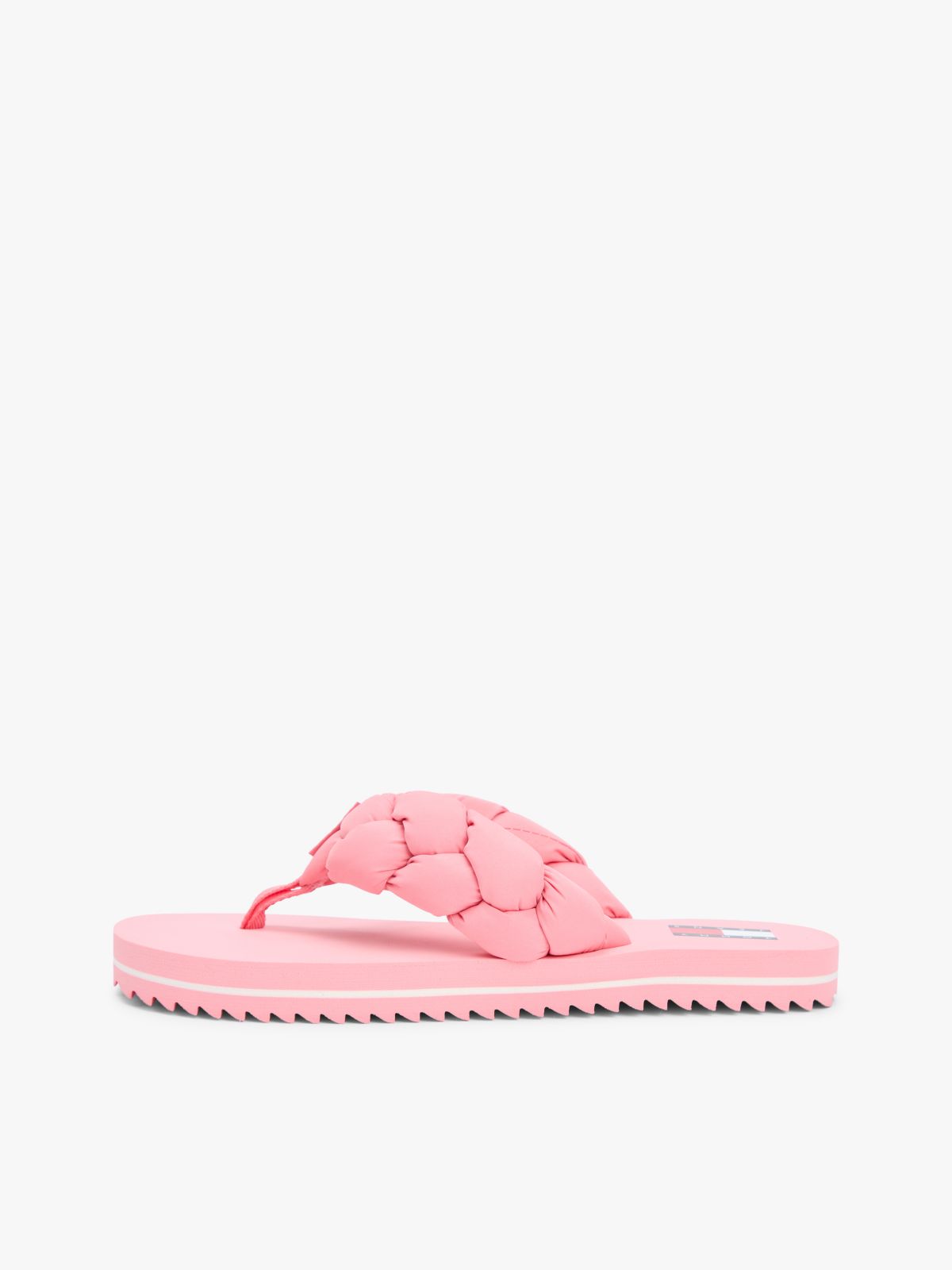 Braided Padded Strap Serrated Flip-Flops — Pink