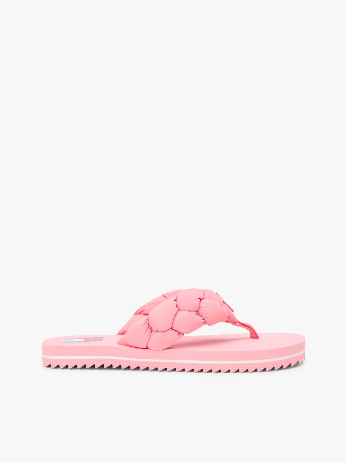 Braided Padded Strap Serrated Flip-Flops — Pink