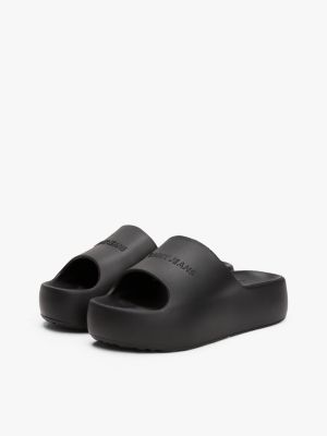 black logo platform pool slides for women tommy jeans