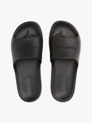 black logo platform pool slides for women tommy jeans