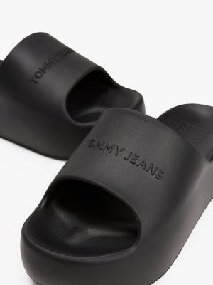 black logo platform pool slides for women tommy jeans