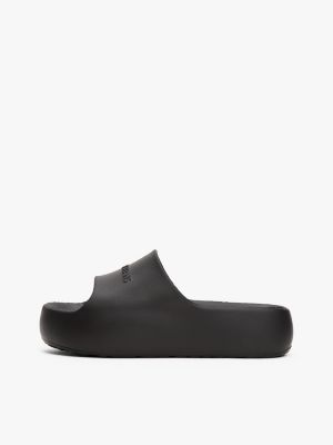 black logo platform pool slides for women tommy jeans