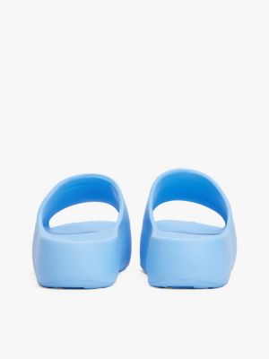 blue logo platform pool slides for women tommy jeans