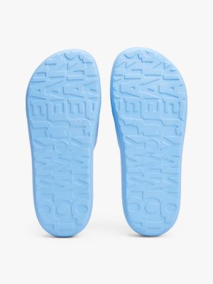 blue logo platform pool slides for women tommy jeans