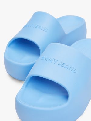 blue logo platform pool slides for women tommy jeans