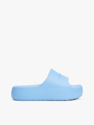 blue logo platform pool slides for women tommy jeans