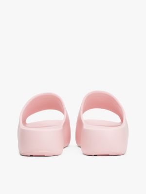 pink logo platform pool slides for women tommy jeans