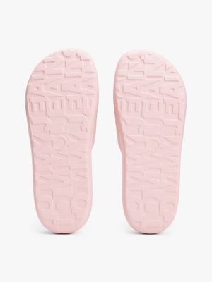 pink logo platform pool slides for women tommy jeans