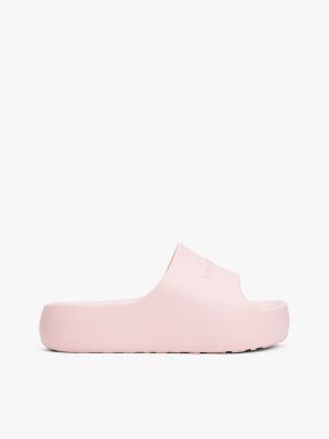 pink logo platform pool slides for women tommy jeans