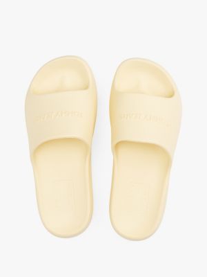 yellow logo platform pool slides for women tommy jeans