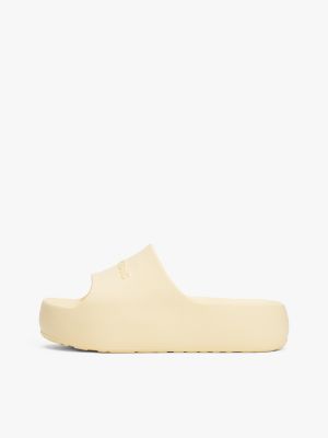 yellow logo platform pool slides for women tommy jeans