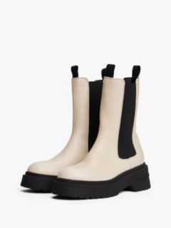 Leather Cleat Chelsea Boots — Beige 2