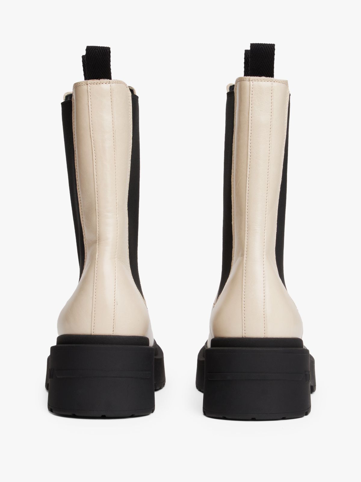 Leather Cleat Chelsea Boots — Beige
