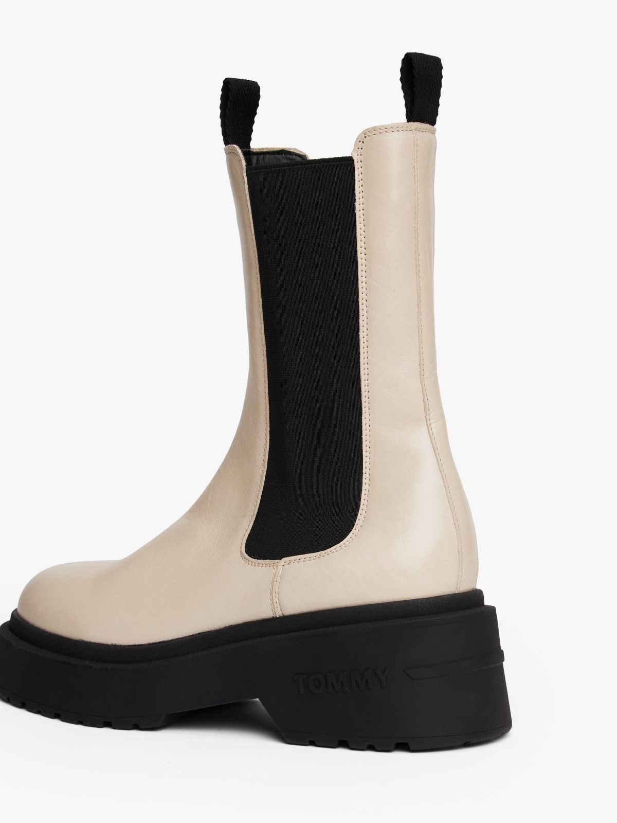 Leather Cleat Chelsea Boots — Beige