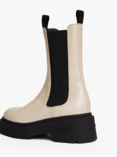 Leather Cleat Chelsea Boots — Beige 6