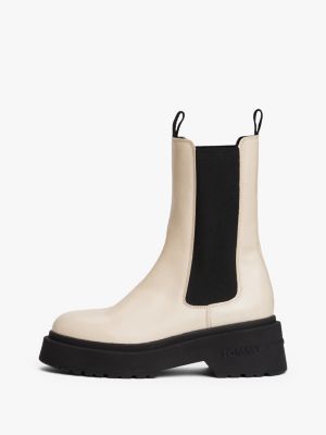 beige rutschhemmender chelsea-boot aus leder für damen - tommy jeans