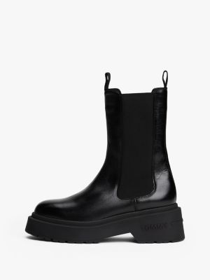 schwarz rutschhemmender chelsea-boot aus leder für damen - tommy jeans