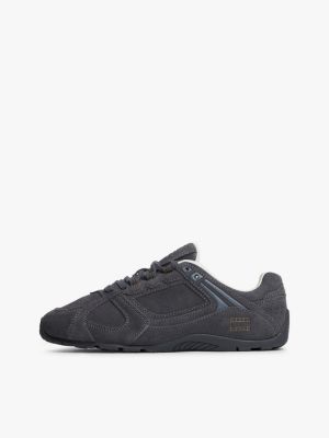 grey archive runner suede cleat low profile trainers for women tommy jeans