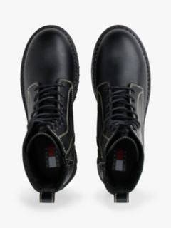 Leather Lace-Up Cleat Mid Boots — Black 3
