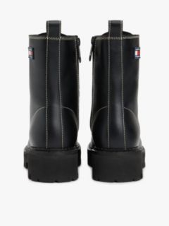 Leather Lace-Up Cleat Mid Boots — Black 4