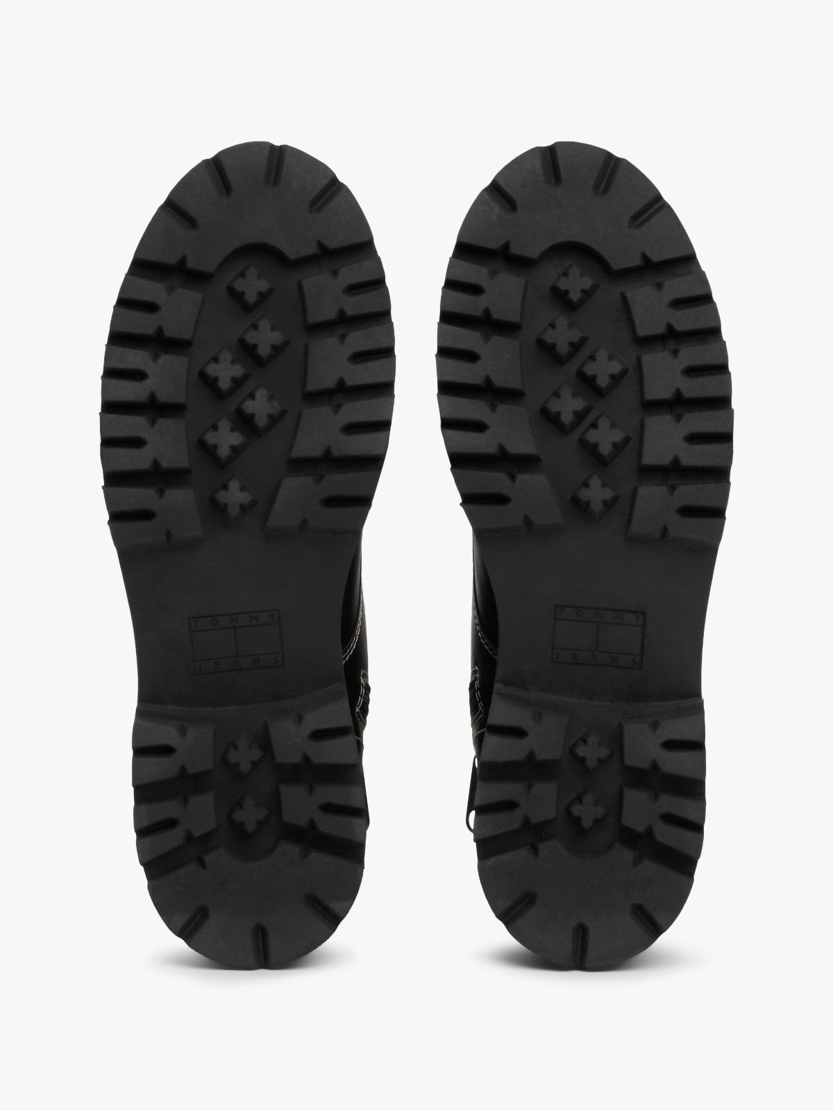 Leather Lace-Up Cleat Mid Boots — Black
