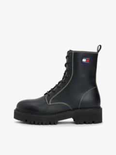 Leather Lace-Up Cleat Mid Boots — Black 7