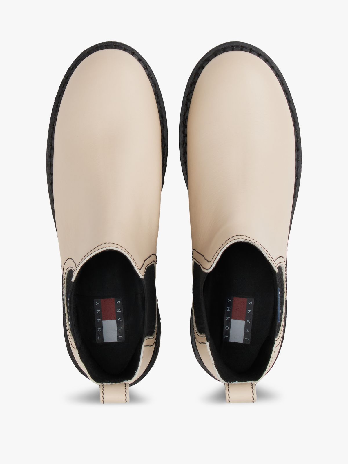 Leather Rubberised Logo Cleat Chelsea Boots — Beige