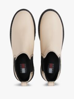Leather Rubberised Logo Cleat Chelsea Boots — Beige 3