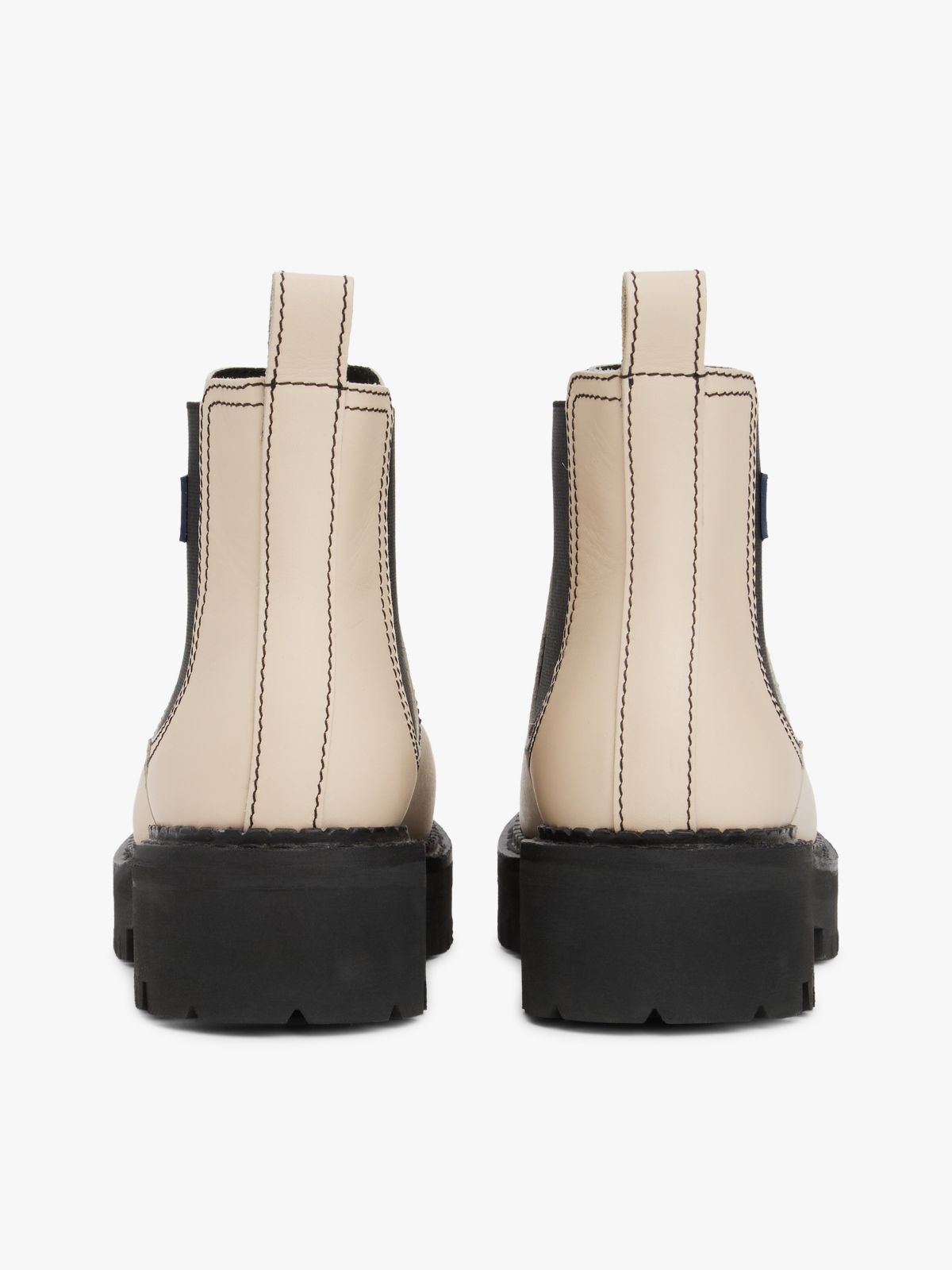 Leather Rubberised Logo Cleat Chelsea Boots — Beige