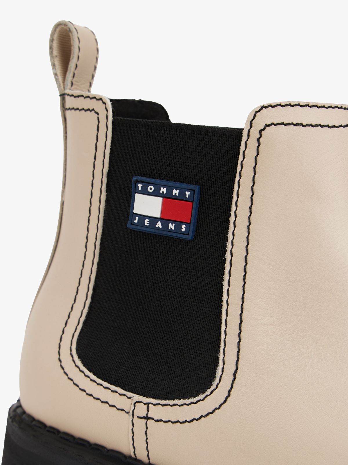 Leather Rubberised Logo Cleat Chelsea Boots — Beige