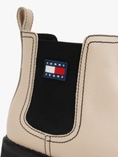 Leather Rubberised Logo Cleat Chelsea Boots — Beige 6
