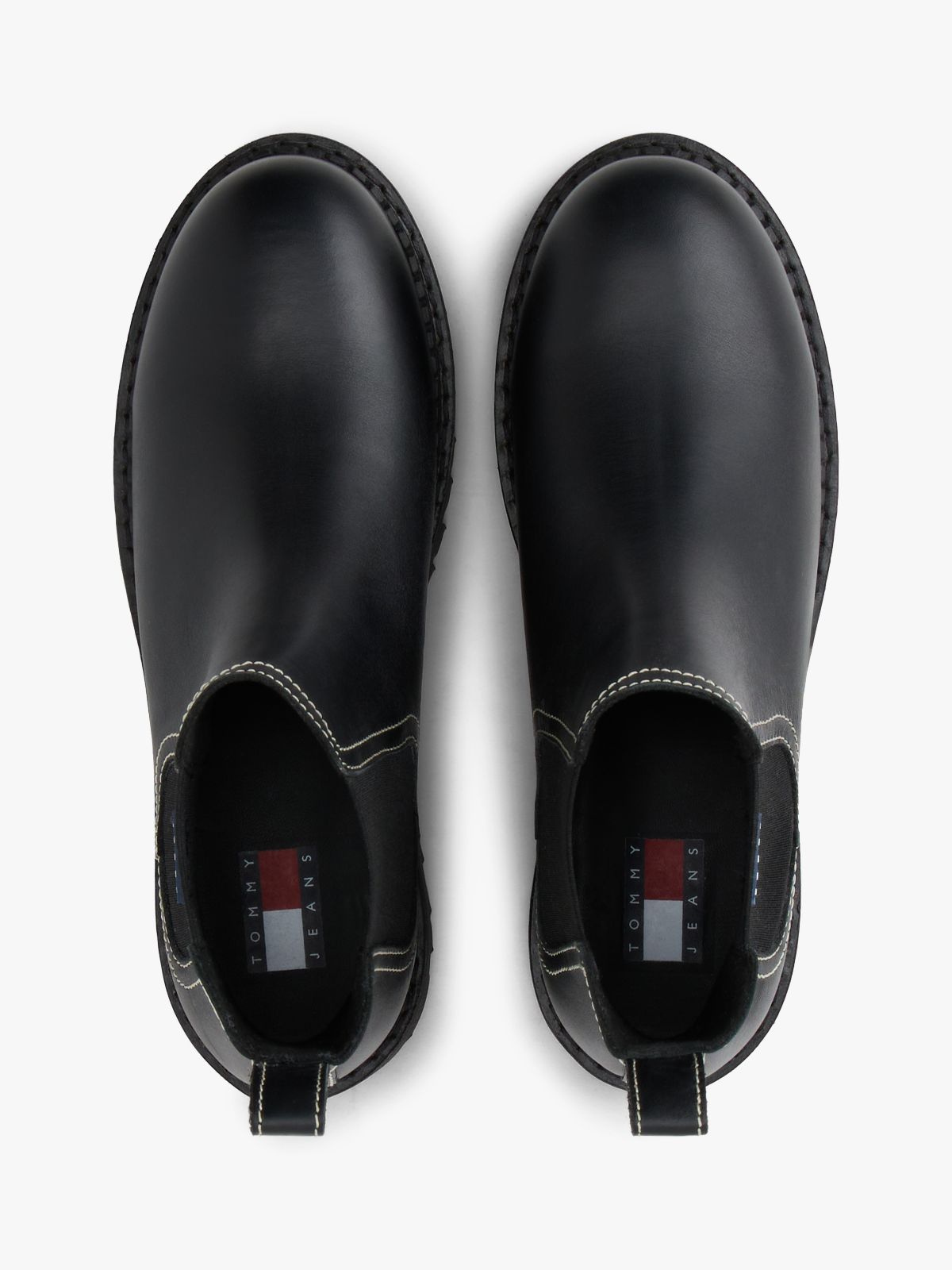 Leather Rubberised Logo Cleat Chelsea Boots — Black