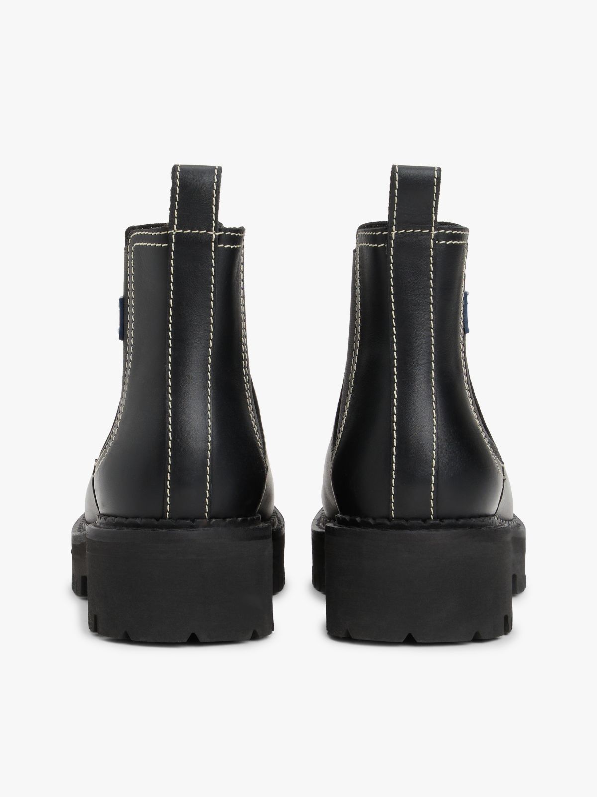 Leather Rubberised Logo Cleat Chelsea Boots — Black