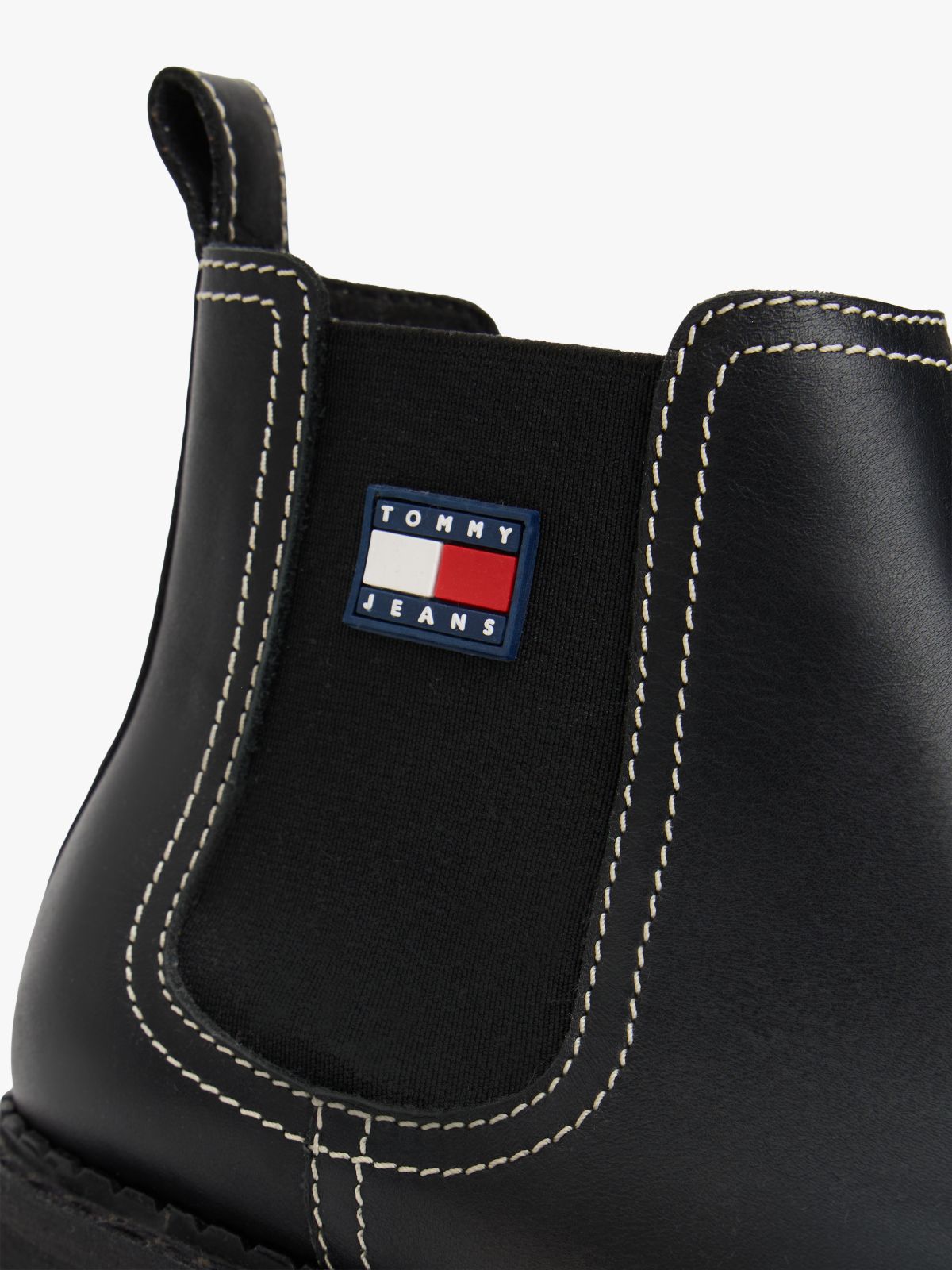 Leather Rubberised Logo Cleat Chelsea Boots — Black