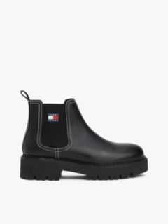 Leather Rubberised Logo Cleat Chelsea Boots — Black 1