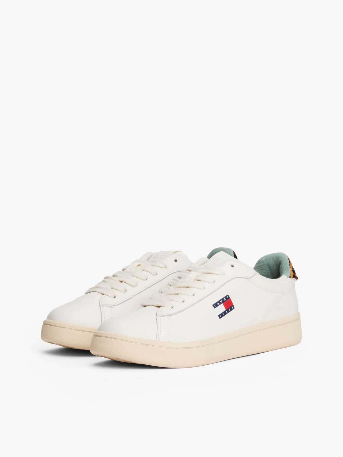 Archive Court Leopard Print Heel Trainers — White
