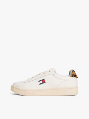 baskets archive à motif léopard au talon blanc pour femmes tommy jeans