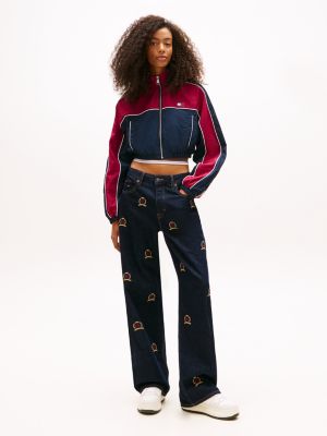 beige retro-basketball-sneaker mit leder für damen - tommy jeans