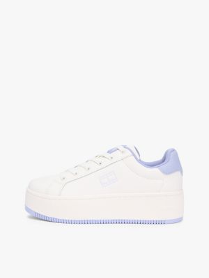 sneakers essential in pelle con logo bianco da donne tommy jeans