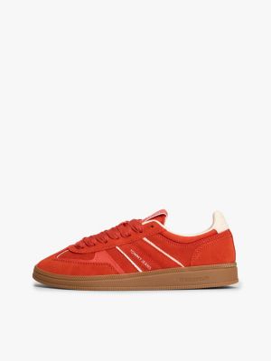sneakers the greenwich in camoscio arancione da donne tommy jeans