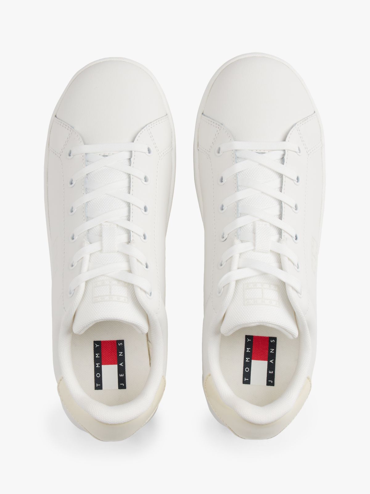 Fine Cleat Platform Trainers With Leather — White