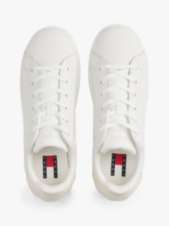 Fine Cleat Platform Trainers With Leather — White 3