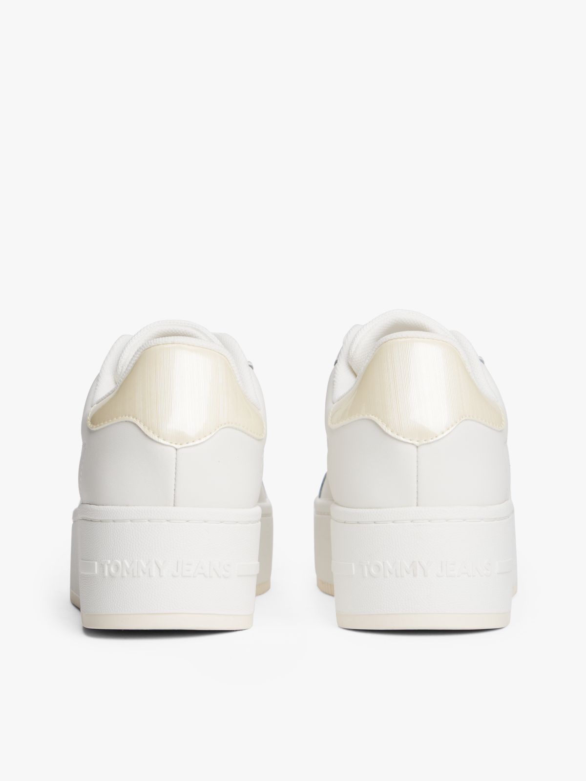 Fine Cleat Platform Trainers With Leather — White