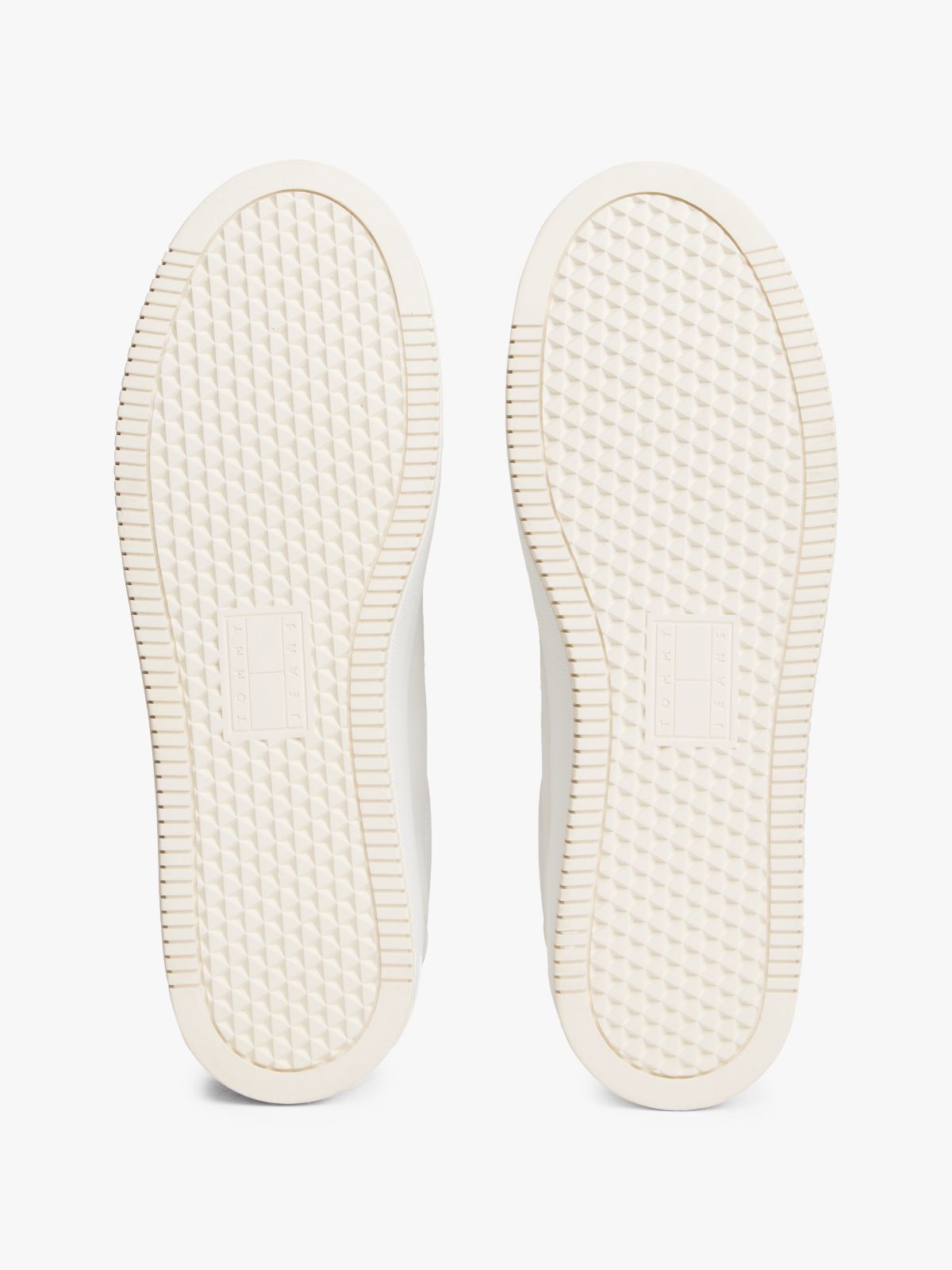 Fine Cleat Platform Trainers With Leather — White