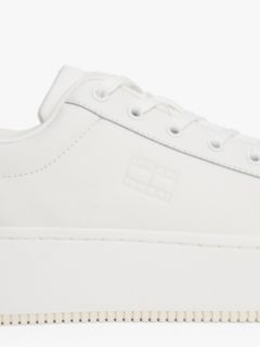 Fine Cleat Platform Trainers With Leather — White 6