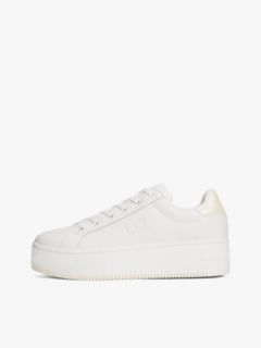 Fine Cleat Platform Trainers With Leather — White 7