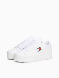 Logo Platform Trainers With Leather — White 2