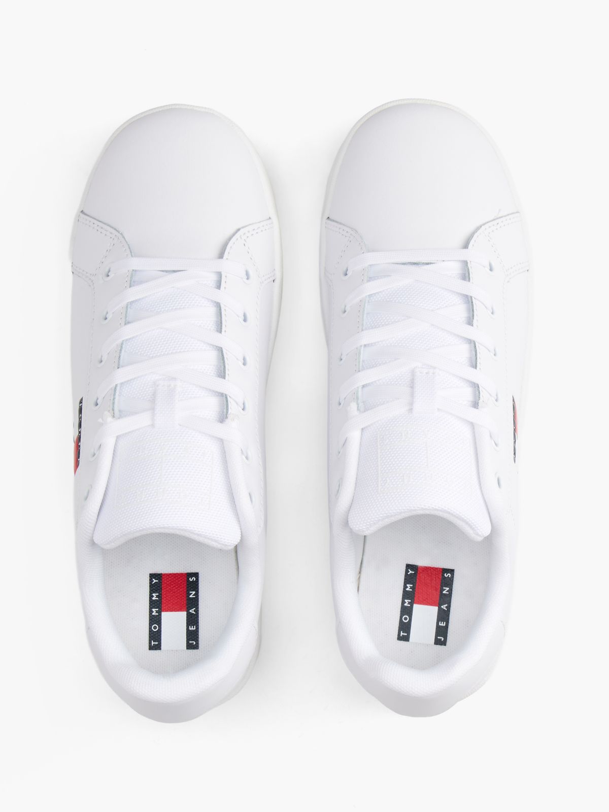 Logo Platform Trainers With Leather — White