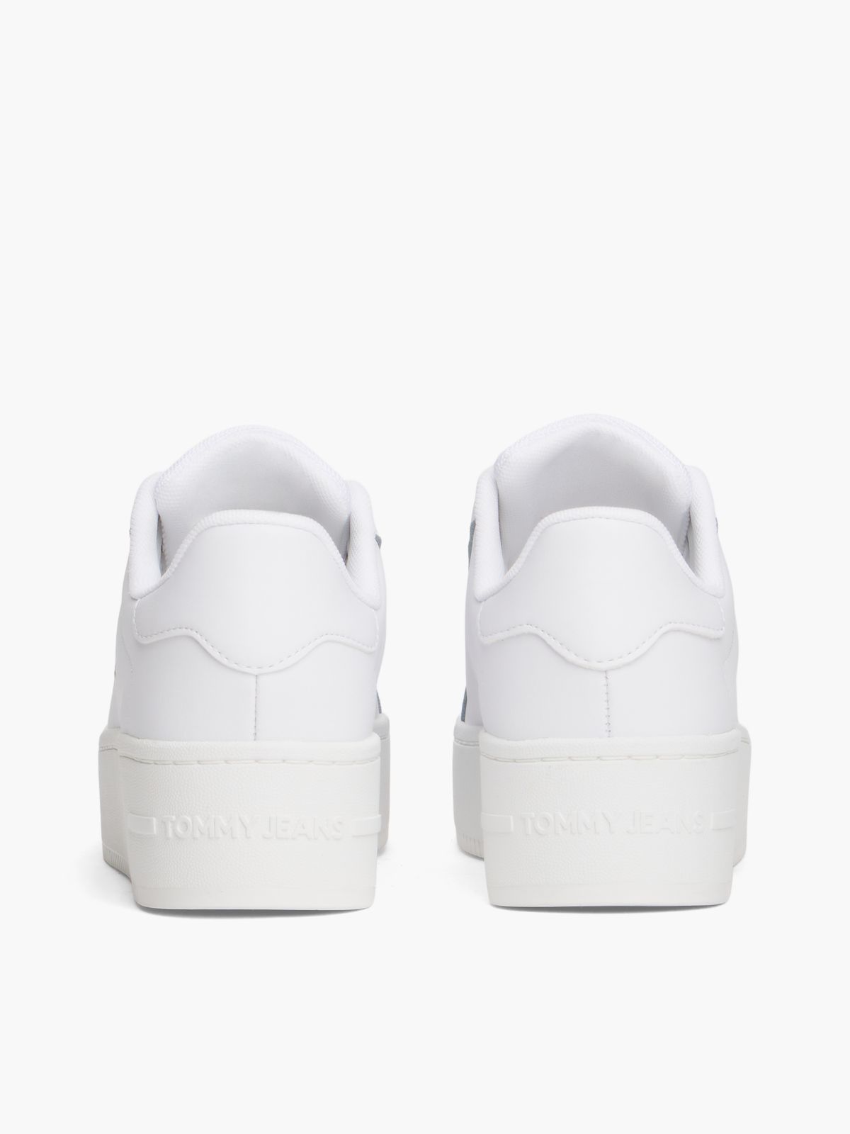 Logo Platform Trainers With Leather — White