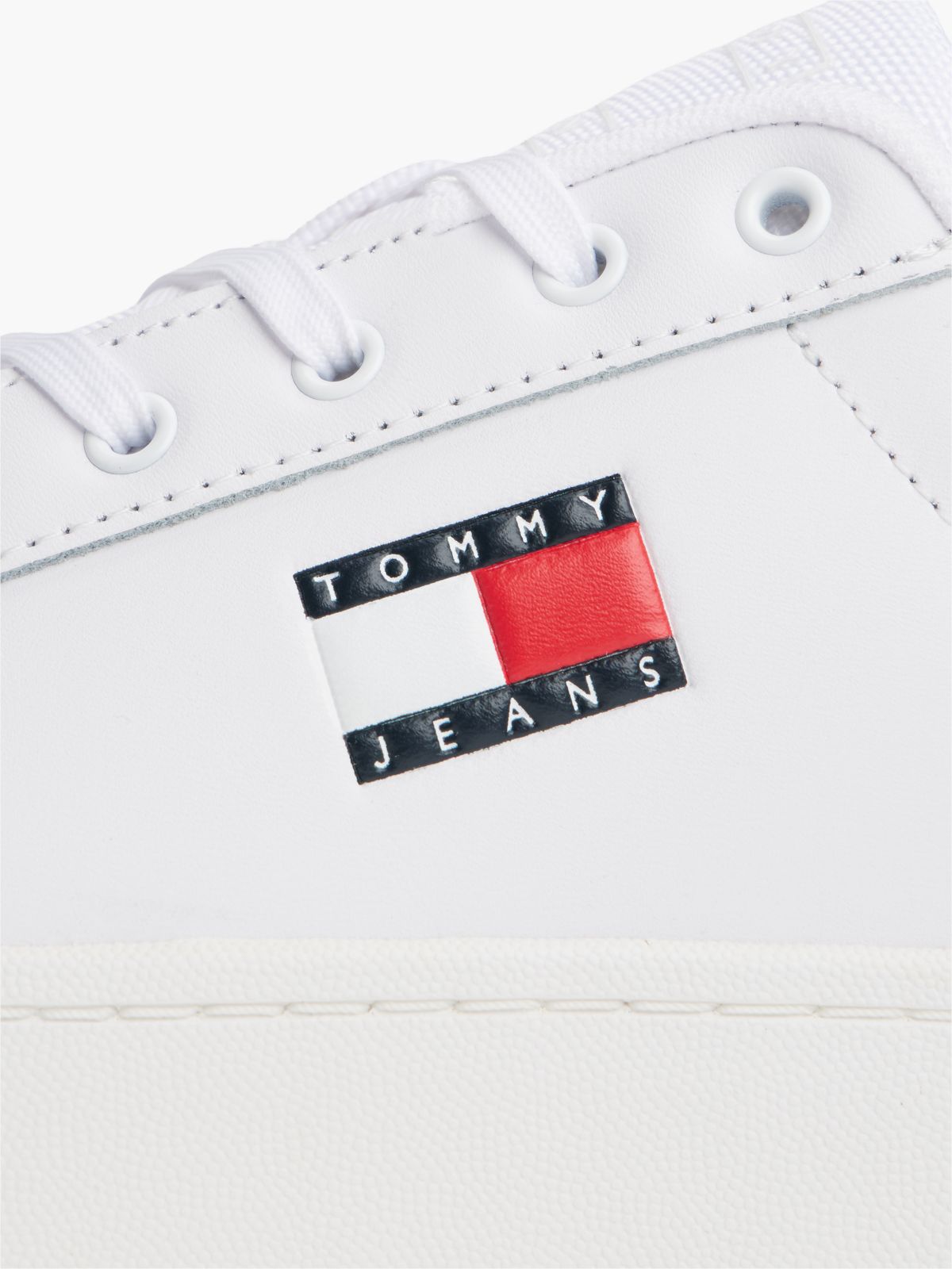 Logo Platform Trainers With Leather — White